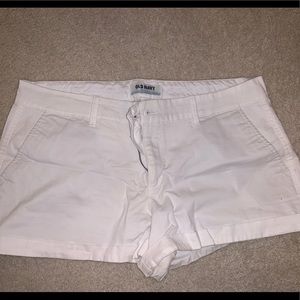 white cotton button up shorts